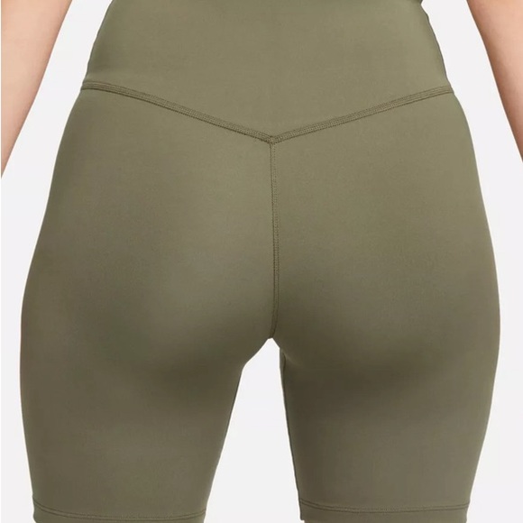 Nike Women's One Dri-FIT High-Waisted 7" Biker Shorts Olive Medium NWT - Picture 2 of 4